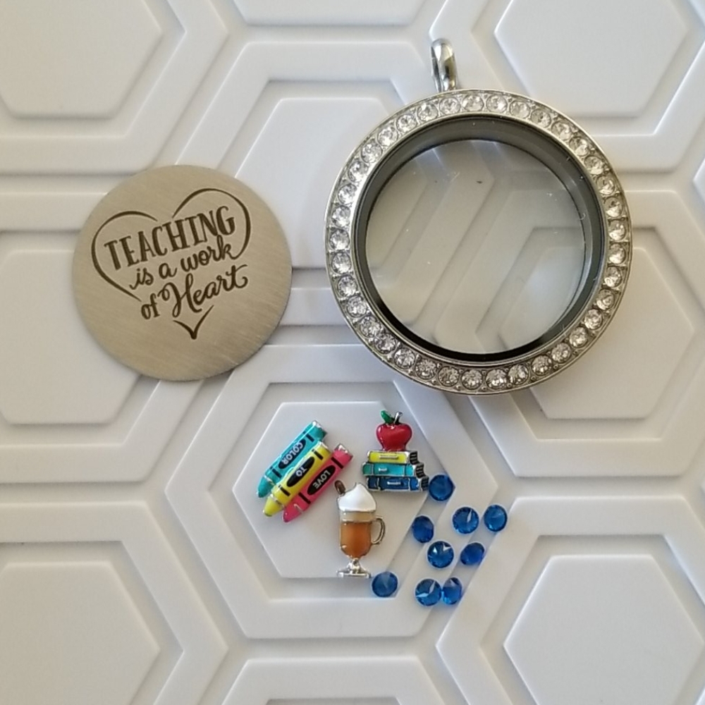 Origami  owl Large silver  teacher locket